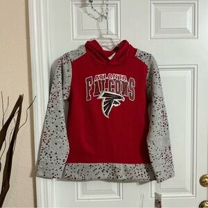 NFL Atlanta Falcons Girls Red and Gray Hoodie Size L (10/12)
